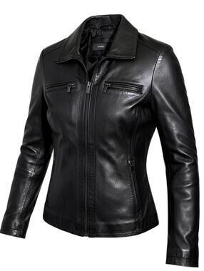 AVANTI Womens M Vintage Black 100% Leather ZipUp Moto Bomber Jacket Silky Lining